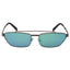 Trapezoid Black Frame Green Mirror Lens Sunglasses