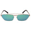 Trapezoid Silver Frame Green Mirror Sunglasses