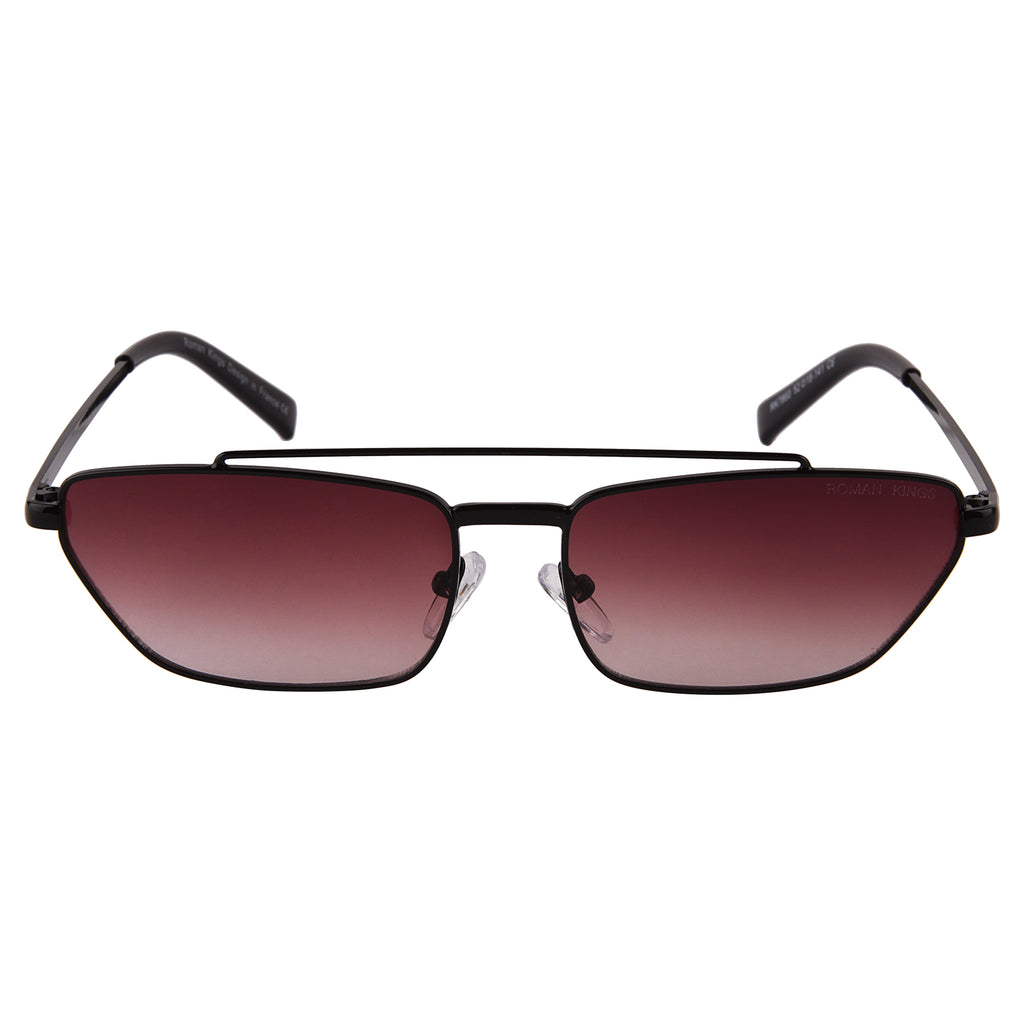 Trapezoid Black Frame Brown Gradient  Sunglasses