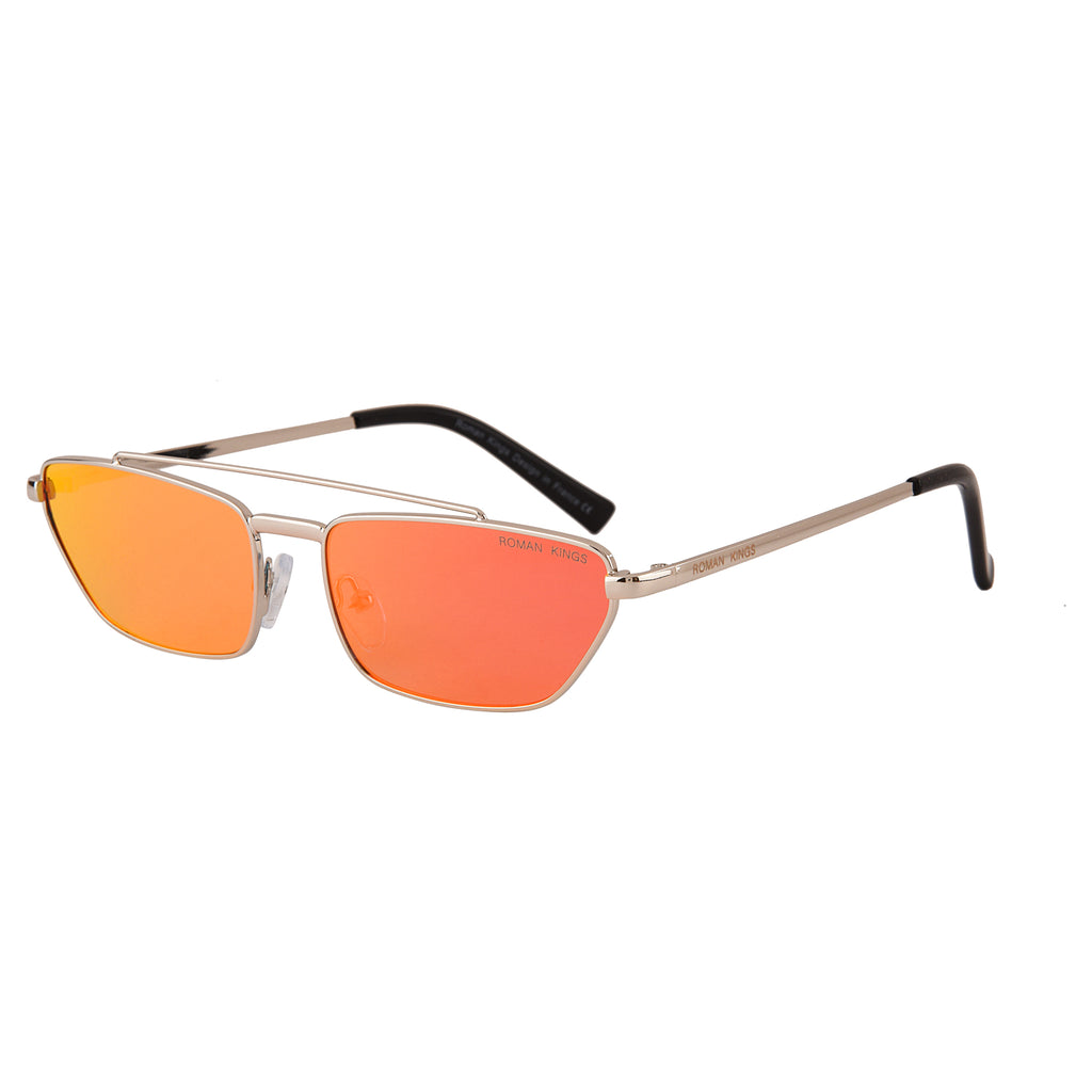 Trapezoid Silver Frame Red Mirror Sunglasses