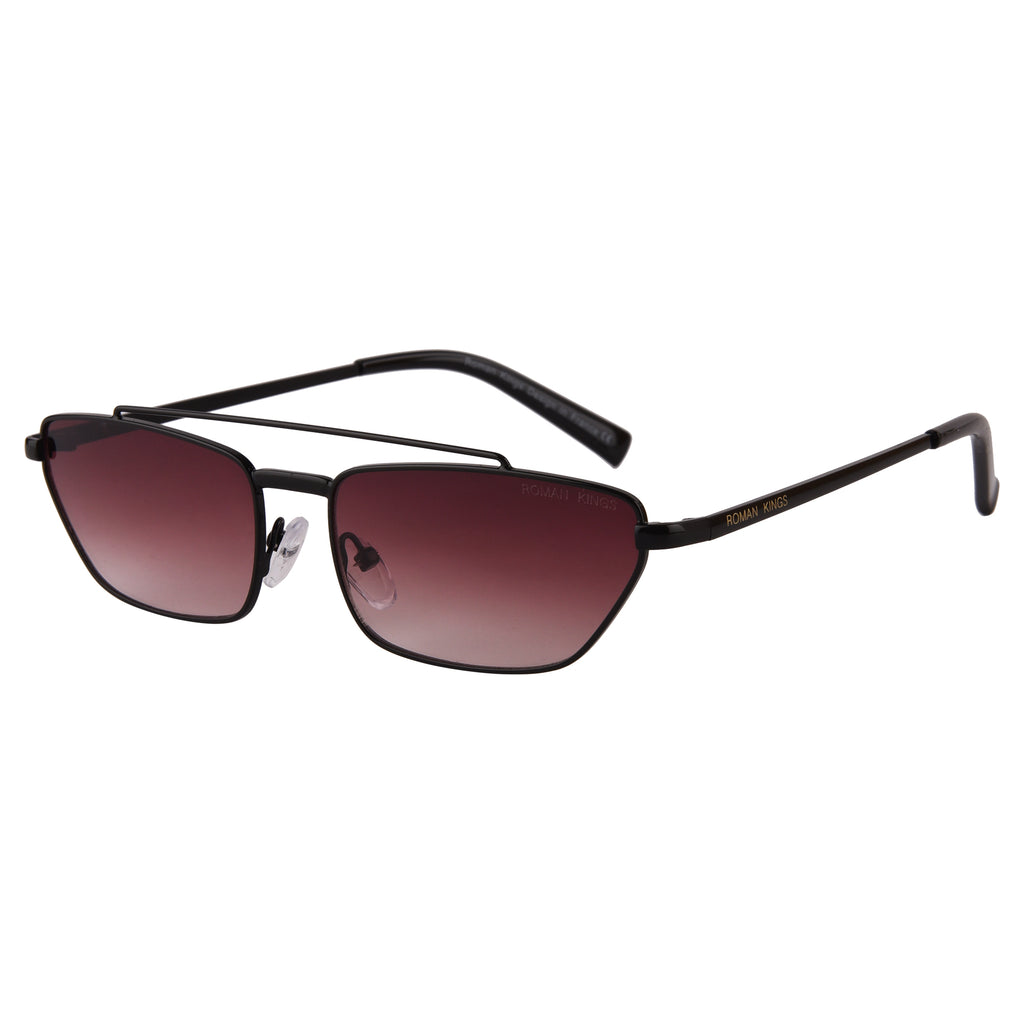 Trapezoid Black Frame Brown Gradient  Sunglasses