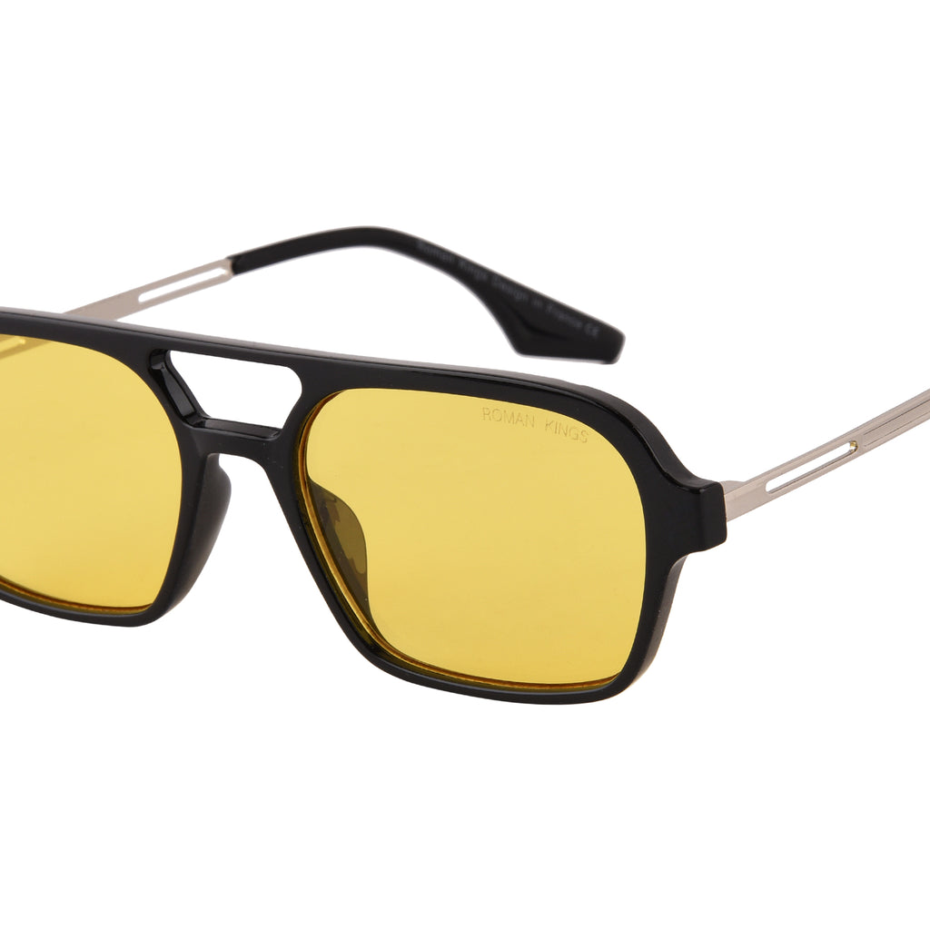 Square Black Frame Yellow Lens Sunglasses
