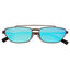 Trapezoid Black Frame Aqua Mirror Sunglasses