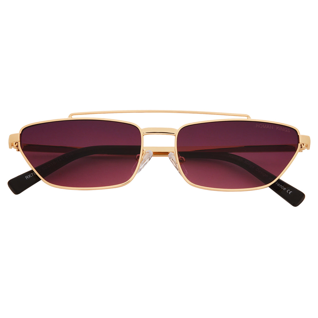 Trapezoid Gold Frame Red Gradient Sunglasses