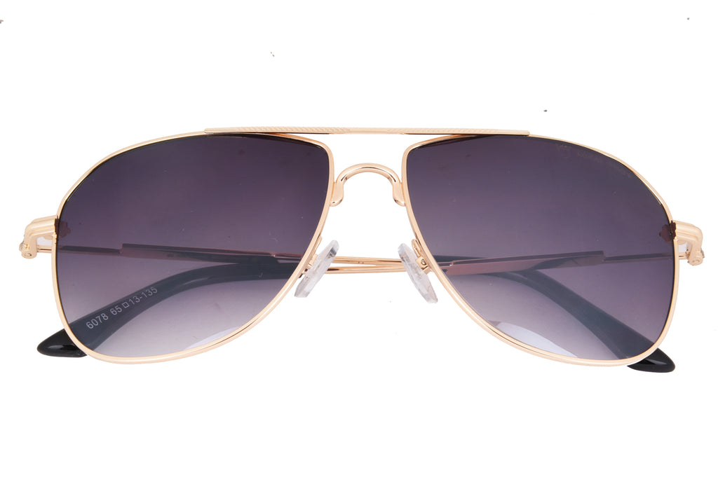 Square Shape Gold Frame Black Lens Sunglasses
