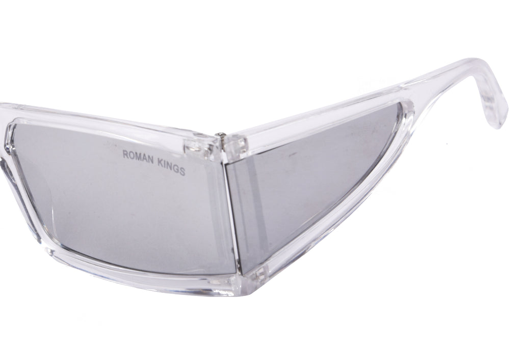 Rectangle Shape Shield Transparent Frame Black Lens Sunglasses